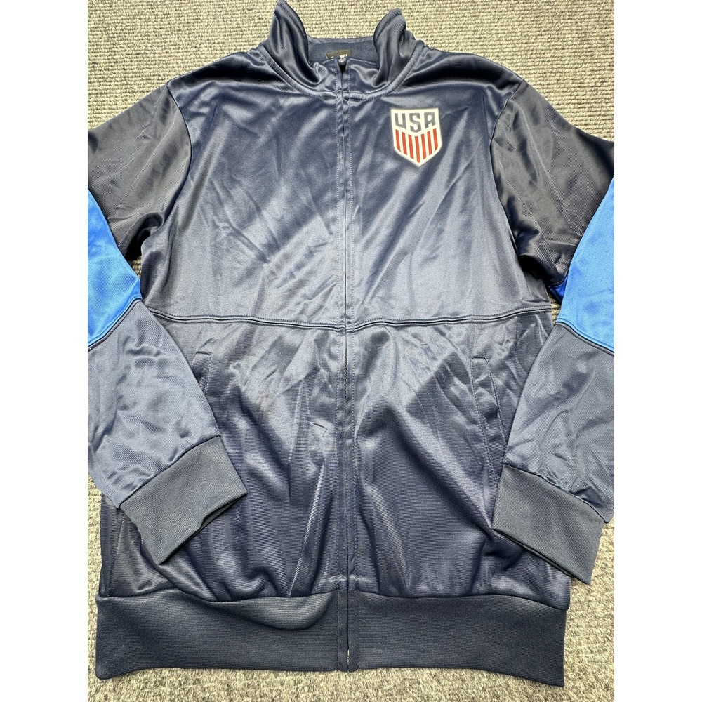 United States Soccer Jacket Mens Small Blue USA Shield Full Zip‎ Polyester USSF